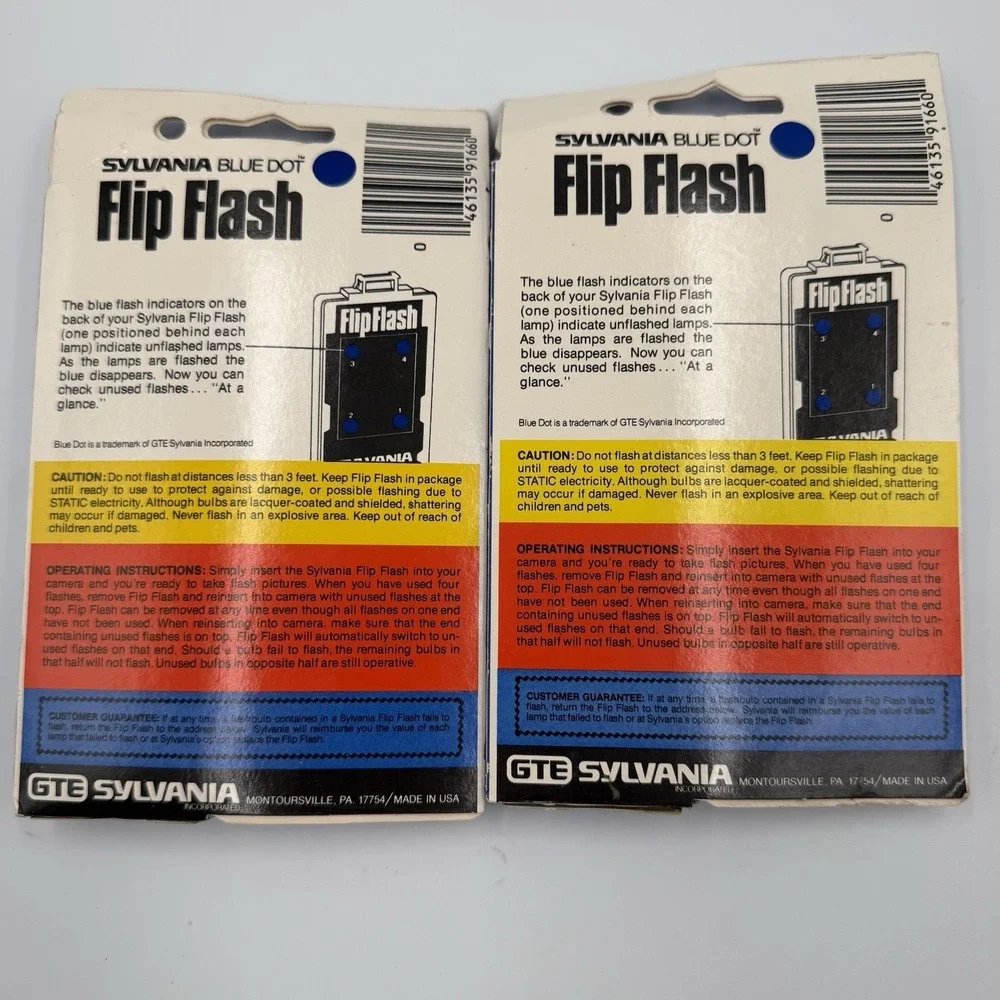 Vintage Sylvania Flip Flash Blue Dot Flashbulbs 2 Packs NOS USA Made‎